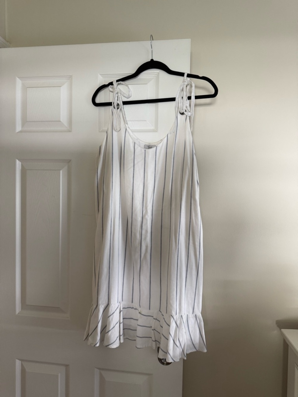 White Striped Tie-Shoulder Sundress Rails